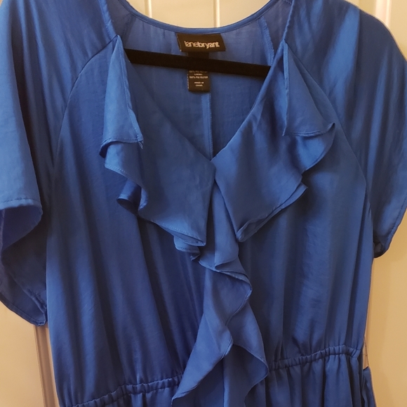 Ruffled Cobalt Blue Lane Bryant Dress Size 14-16 - Picture 2 of 4
